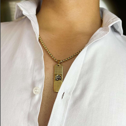 Gold-Plated Om Pendant Chain Necklace For Men