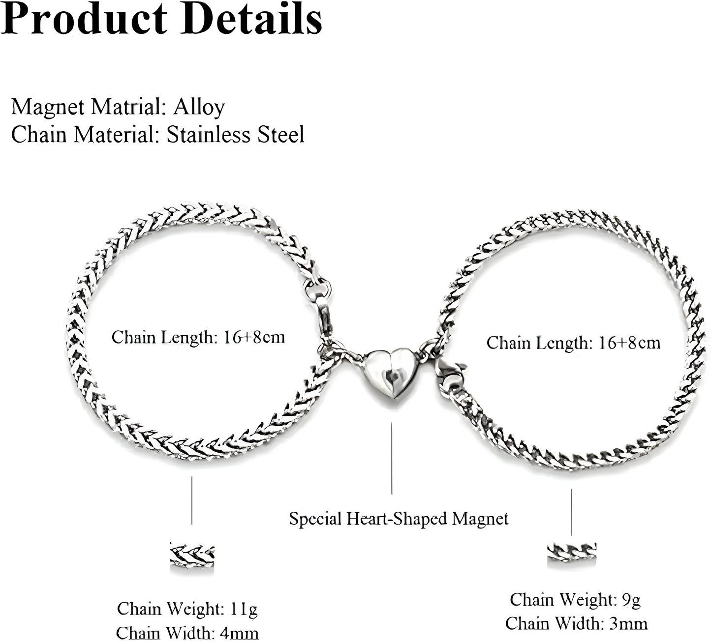 Magnetic Heart Couple's Bracelet Set