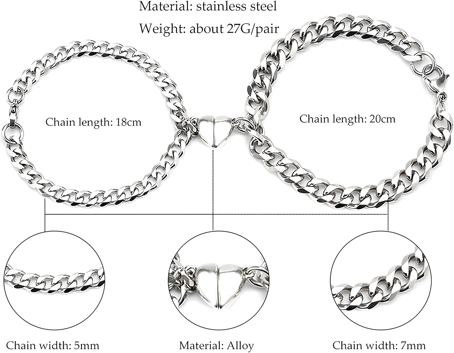 Magnetic Heart Couple's Bracelet Set