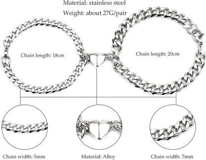 Magnetic Heart Couple's Bracelet Set