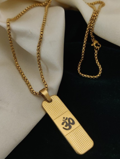 Gold-Plated Om Pendant Chain Necklace For Men